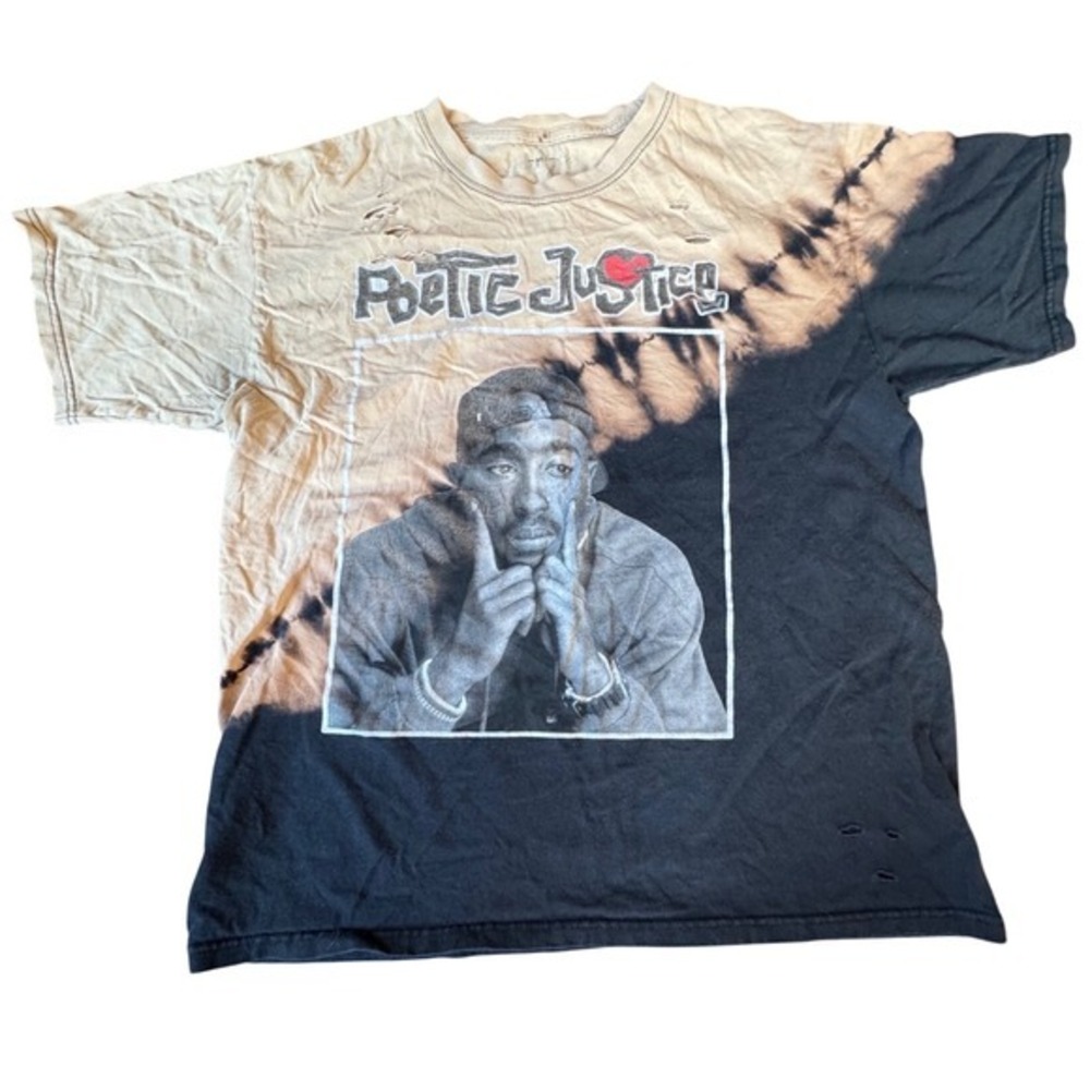 Poetic Justice Tupac Shakur Graphic Tie‎ Dye Distressed T Shirt